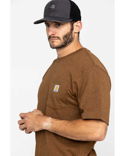 Image #4 - Carhartt Men's Loose Fit Heavyweight Logo Pocket Work T-Shirt, Brown, hi-res