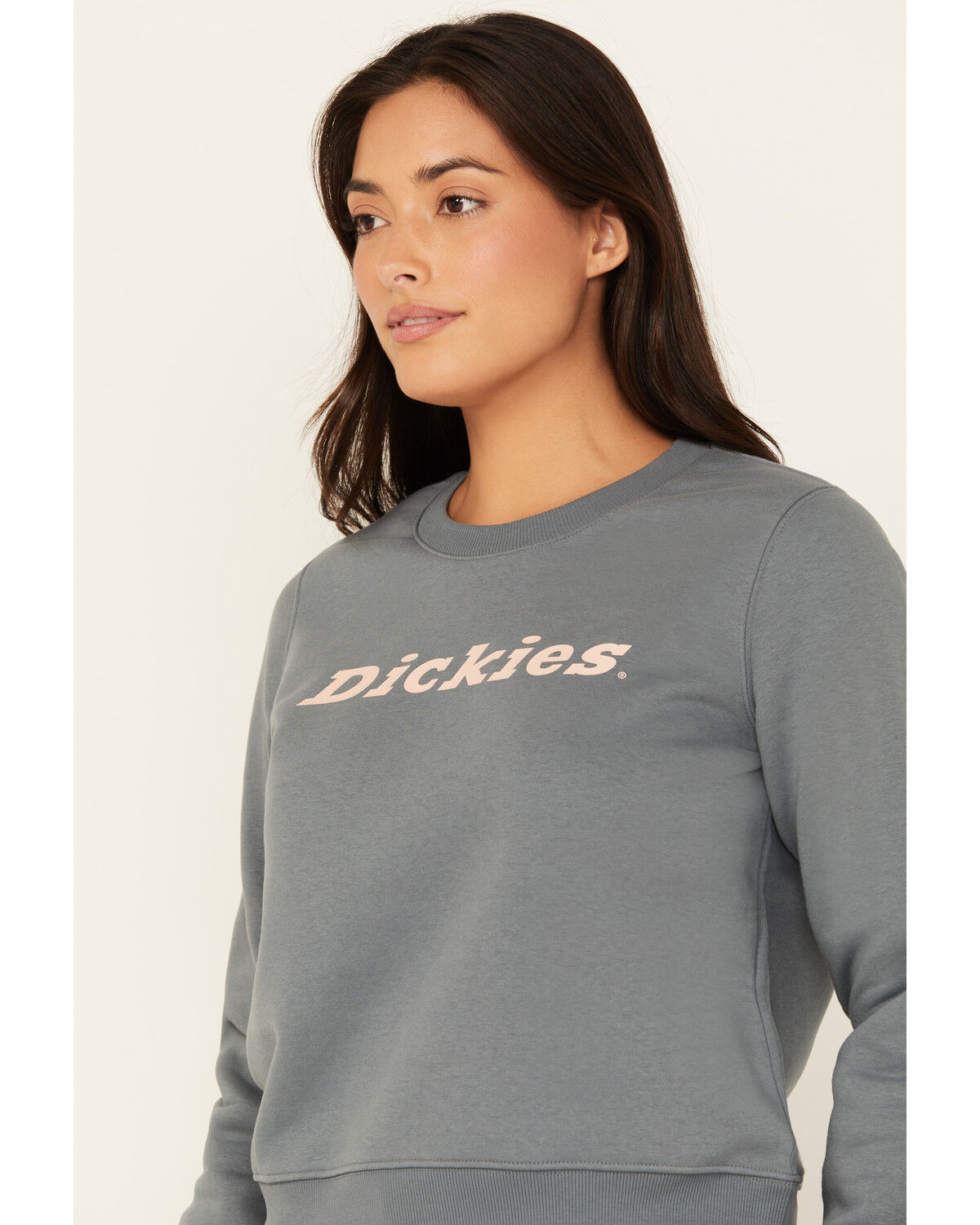 Image #2 - Dickies Women's Heavyweight Wordmark Crew Neck Fleece Sweatshirt, Dark Grey, hi-res