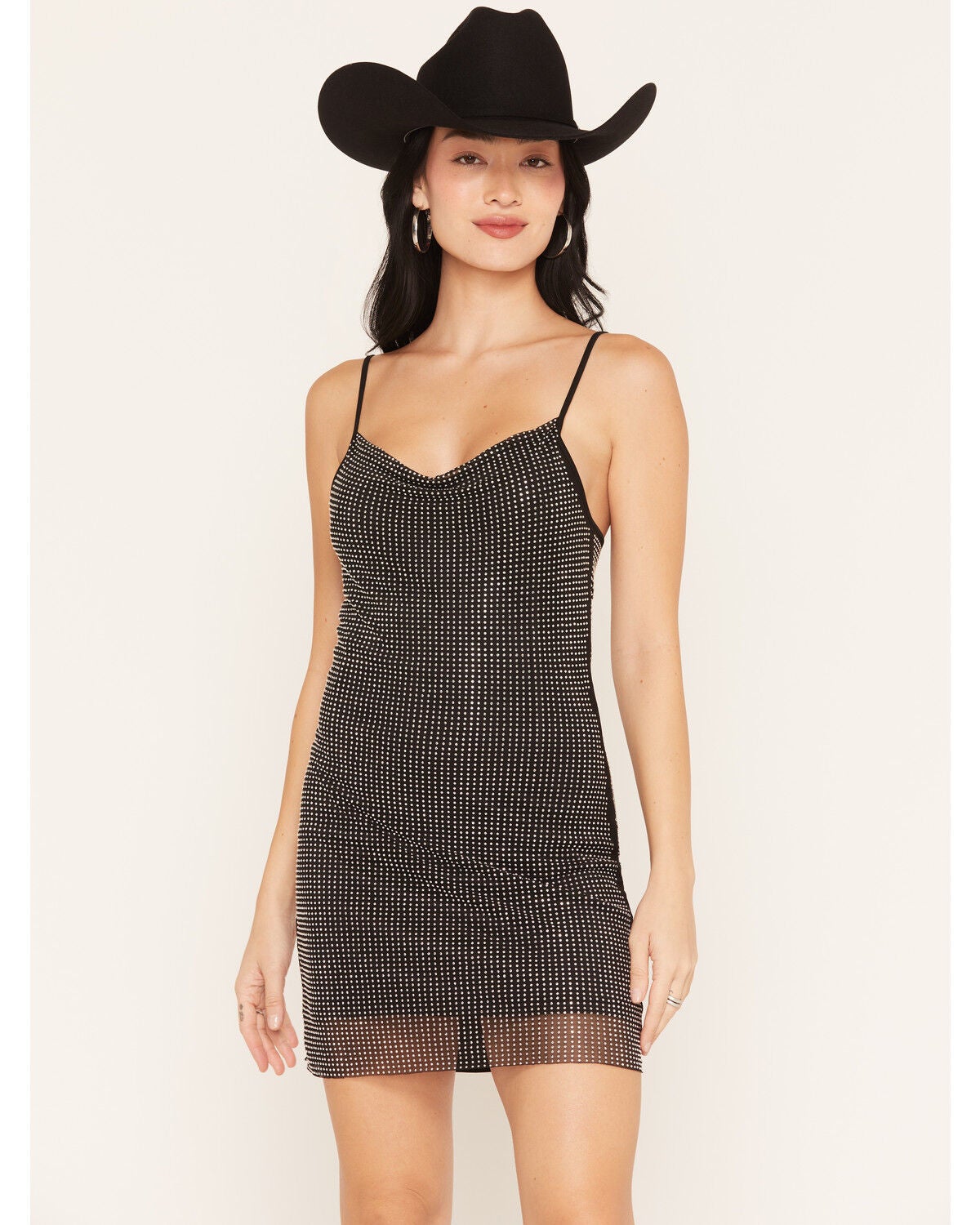 Rock & Roll Denim Women's Sleeveless Rhinestone Mini Dress, Chocolate, hi-res