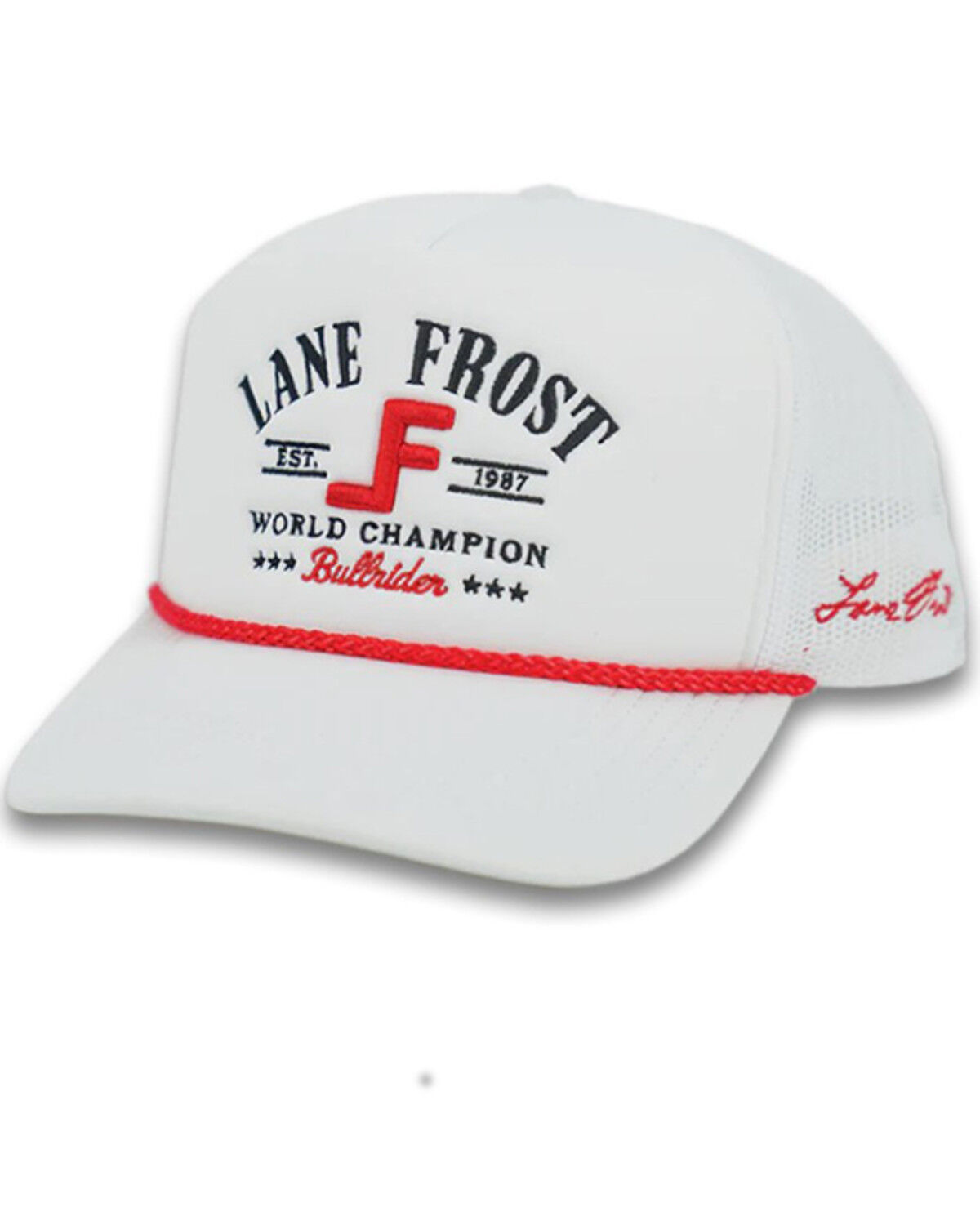 Image #1 - Lane Frost Tough Logo Ball Cap, White, hi-res