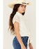 Image #2 - Shyanne Girls' Aspen Pearl Snap Tie-Front Short Sleeve Shirt, Off White, hi-res