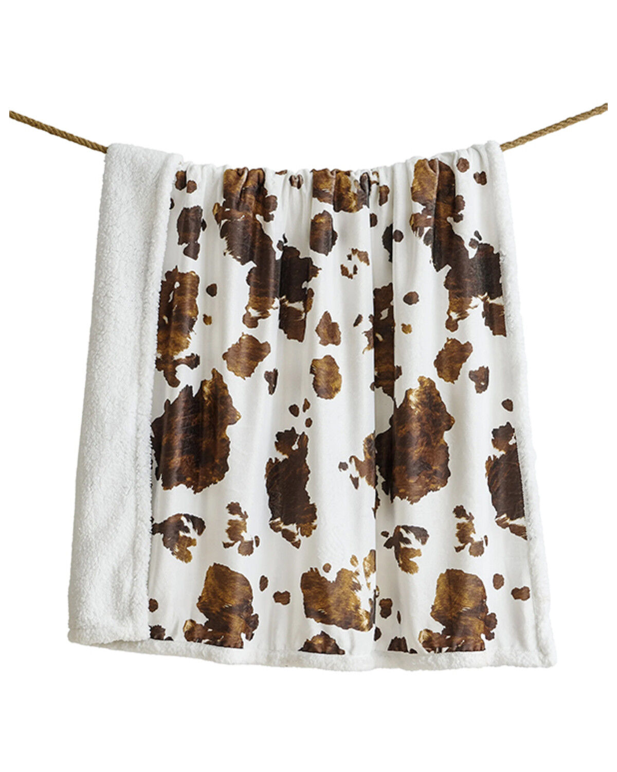 Image #2 - HiEnd Accents Elsa Cowhide Campfire Sherpa Throw, Brown, hi-res
