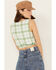 Image #4 - By Together Women's Gingham Print Cropped Sleeveless Top, Green, hi-res