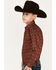 Image #2 - Rock & Roll Denim Boys' Medallion Geo Print Long Sleeve Snap Western Shirt, Burgundy, hi-res