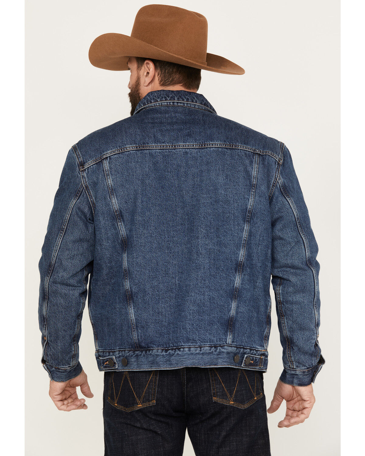 Image #4 - Wrangler Retro Men's Sherpa Lined Denim Jacket, Blue, hi-res