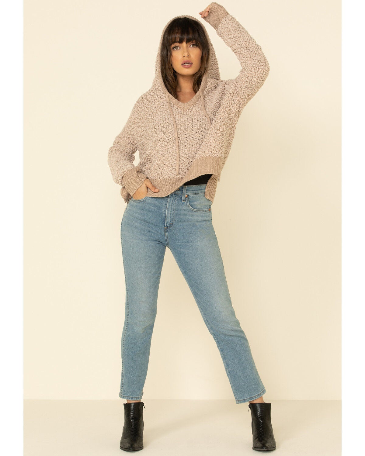 Popcorn Chenille Hooded Sweater 