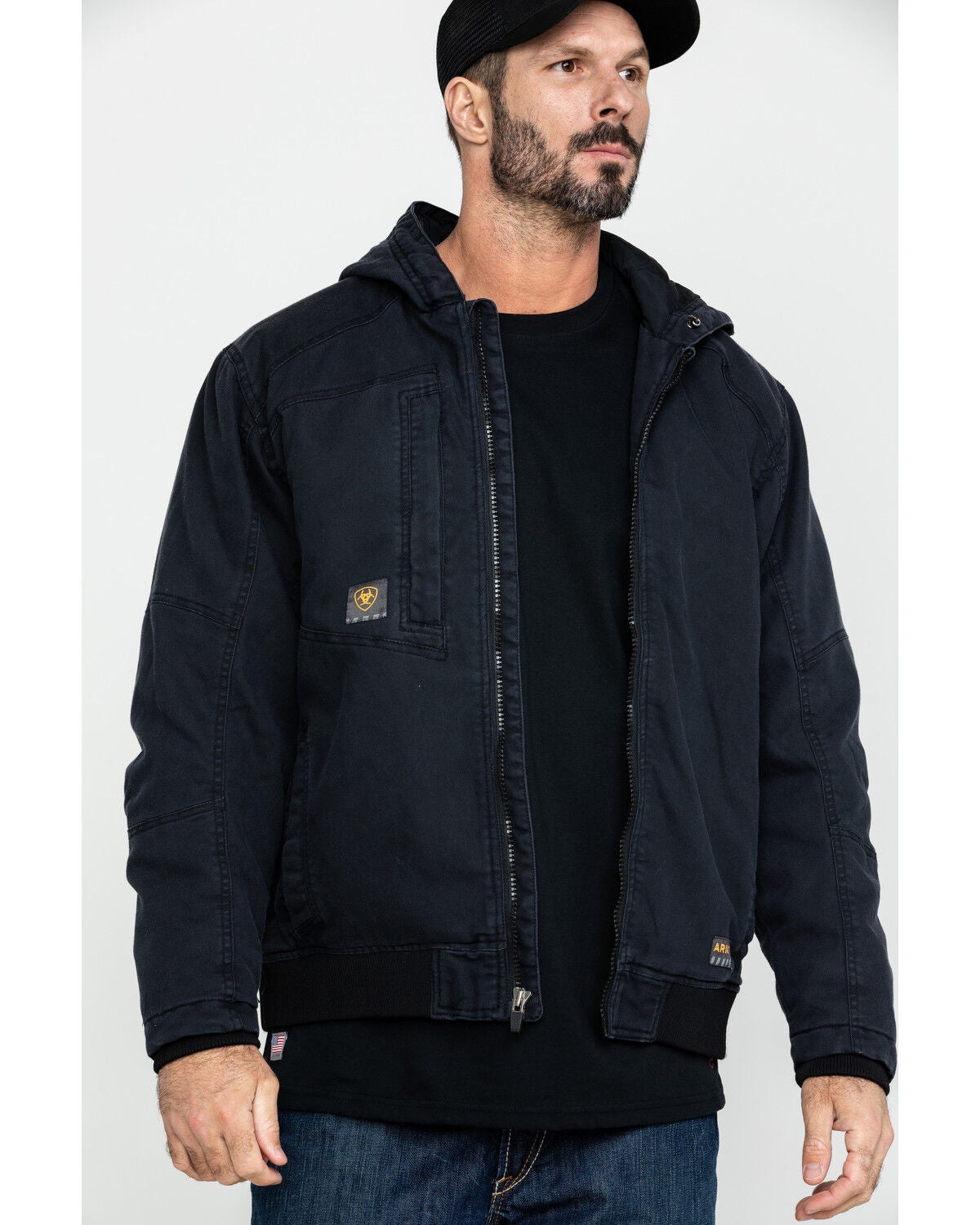 Ariat Men's Black Rebar Washed Dura Canvas Insulated Work Coat, Black, hi-res