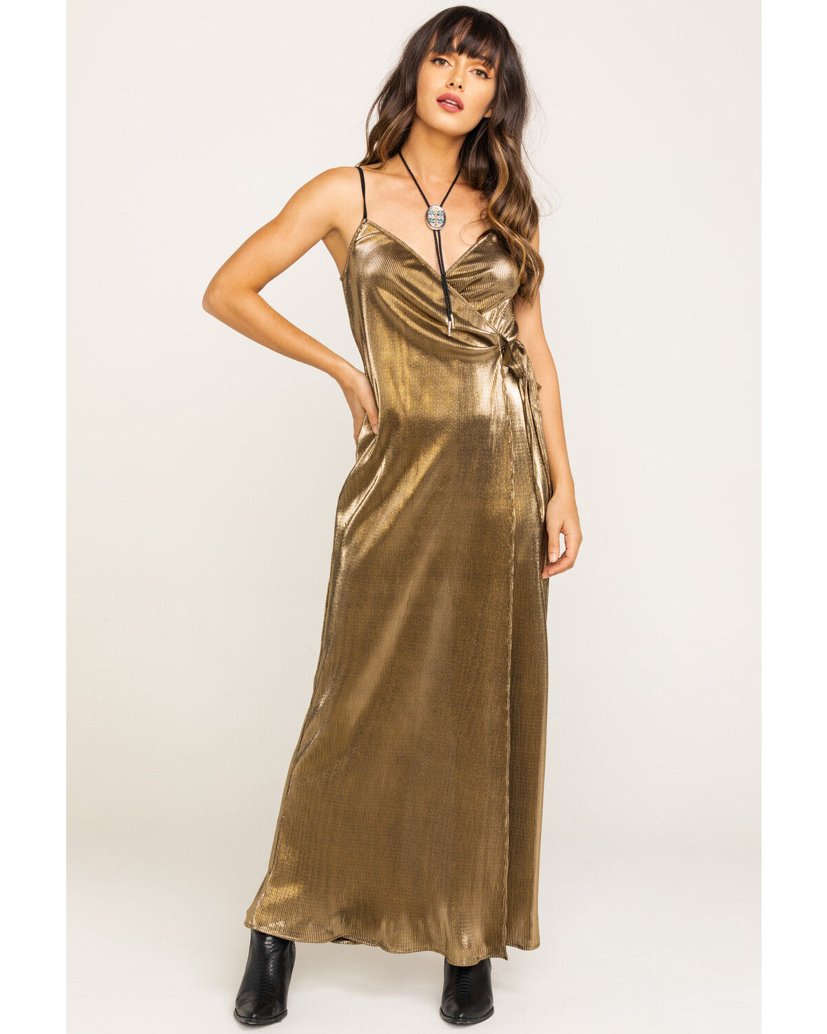 Image #1 - Show Me Your Mumu Women's Pleated Gold Jane Jumpsuit, Gold, hi-res
