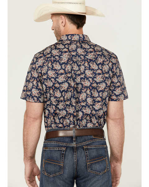 Image #4 - Cody James Men's Grand Finale Paisley Print Short Sleeve Button-Down Stretch Western Shirt - Big, Navy, hi-res