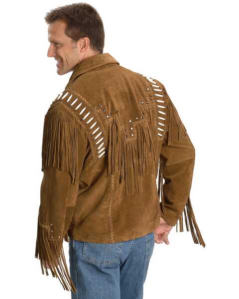 Image #3 - Liberty Wear Bone Fringed Leather Jacket - Big & Tall, Tobacco, hi-res
