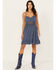 Image #1 - Jolt Women's Crochet Waist Dress, Blue, hi-res