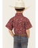 Image #4 - Cowboy Hardware Boys' Paisley Print Short Sleeve Snap Stretch Western Shirt, Red, hi-res