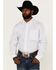 Image #1 - RANK 45® Men's Mash Up Floral Geo Print Long Sleeve Button Down Western Shirt - Big & Tall , White, hi-res