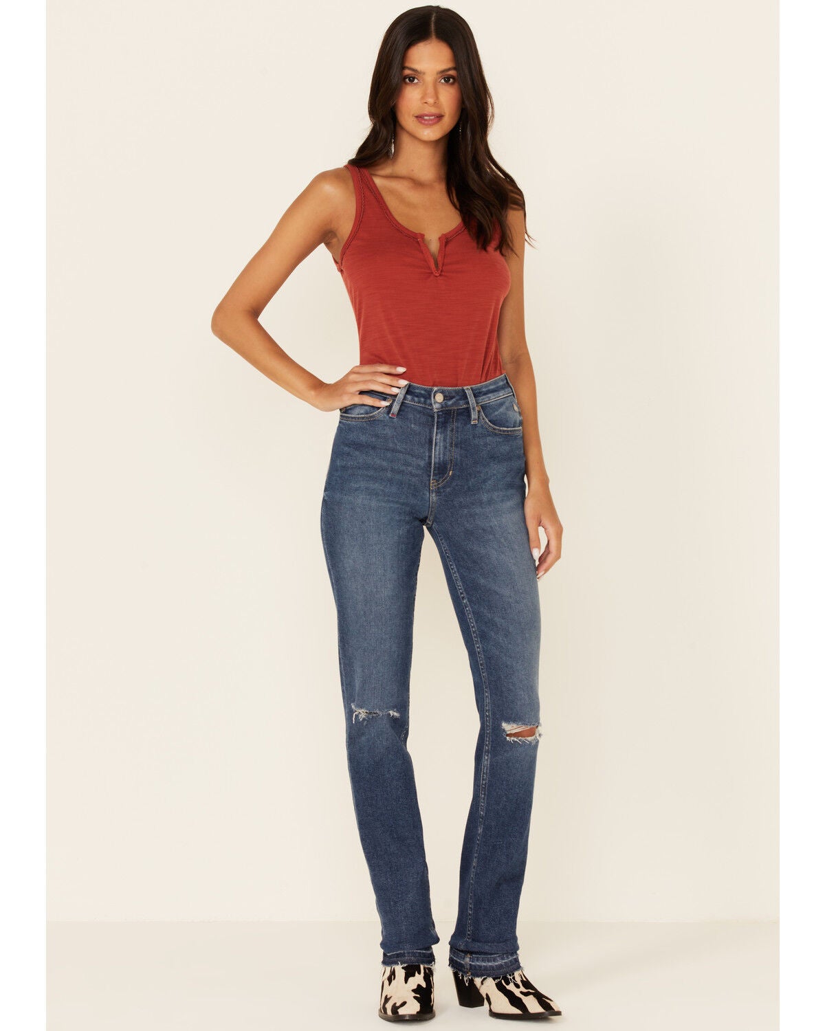Idyllwind Women's Dark Wash Going Places Straight Denim Jeans, Dark Blue, hi-res