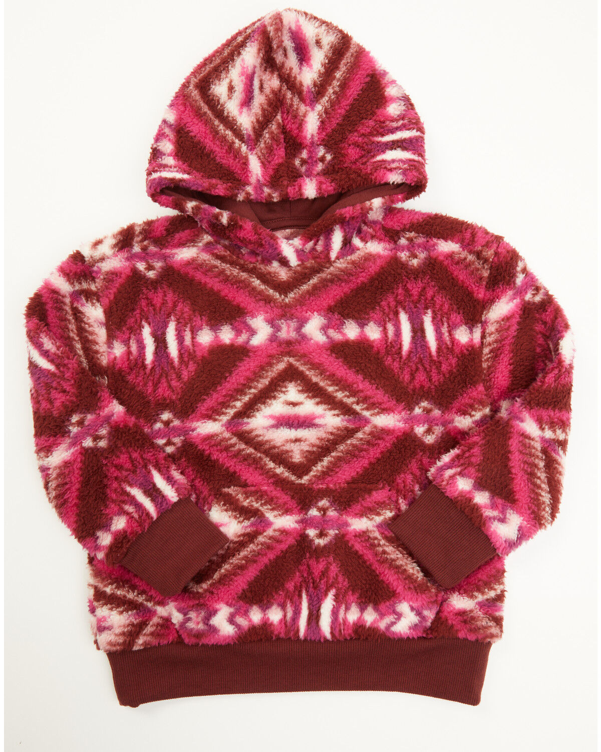 Image #1 - Shyanne Toddler Girls' Southwestern Print Fleece Hoodie, Wine, hi-res