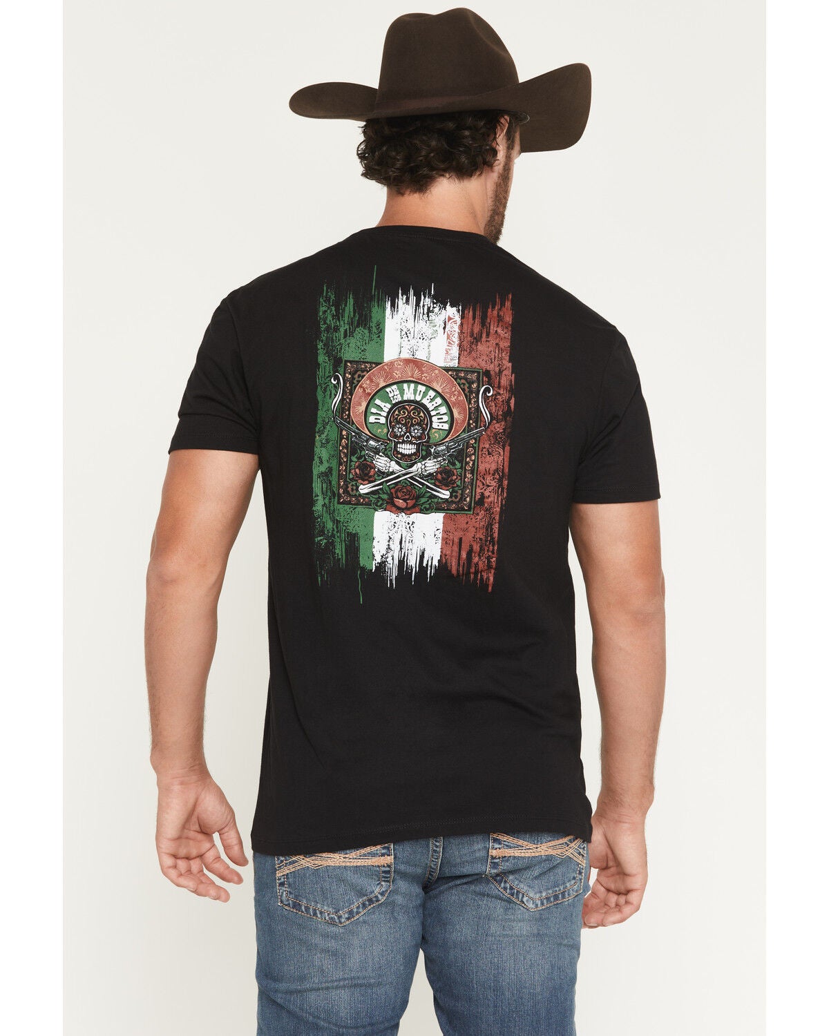 Image #1 - Moonshine Spirit&reg; Men's Fear Not Dia De Los Muertos Short Sleeve Graphic T-Shirt, Black, hi-res