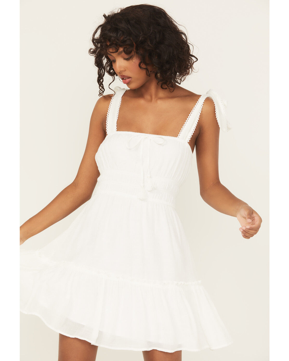 Image #2 - Ash & Violet Women's Solid Bow Sleeveless Mini Dress, White, hi-res