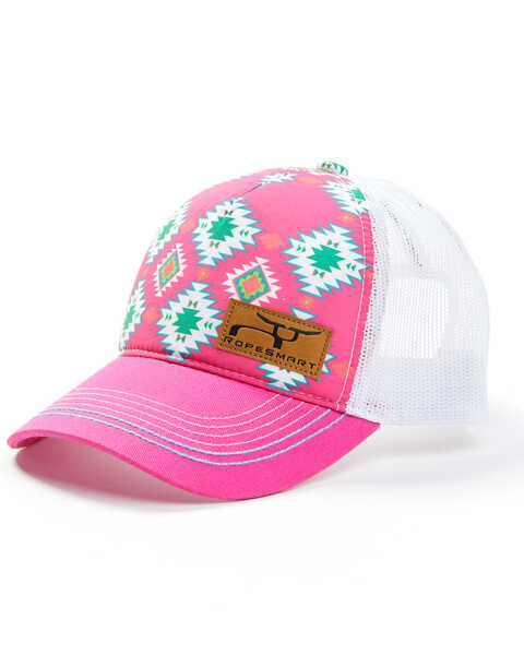 RopeSmart Women's LDS Pink Southwestern Print Mesh-Back Ball Cap, Pink, hi-res