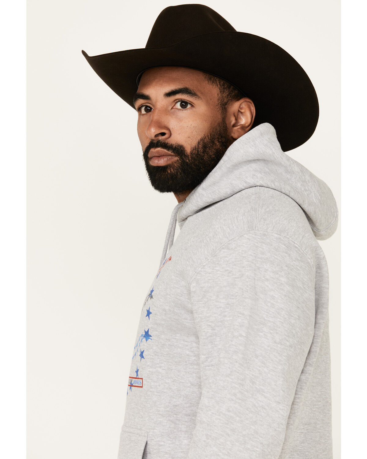 Image #2 - Cody James Men's Barbed Wire Triple Steer Head Hooded Sweatshirt, Light Grey, hi-res