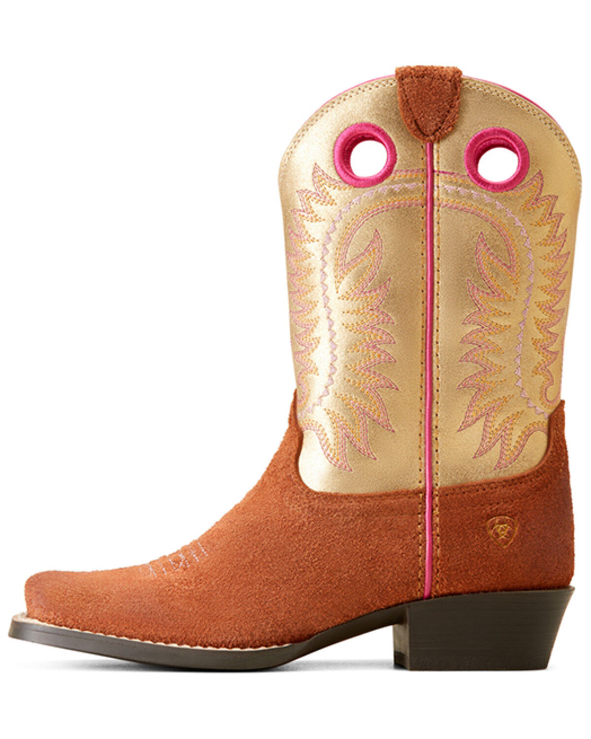 Image #2 - Ariat Girls' Derby Monroe Western Boots - Square Toe, Brown, hi-res