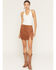 Image #3 - Idyllwind Women's Ellington Faux Suede Concho Button Mini Skirt, Caramel, hi-res