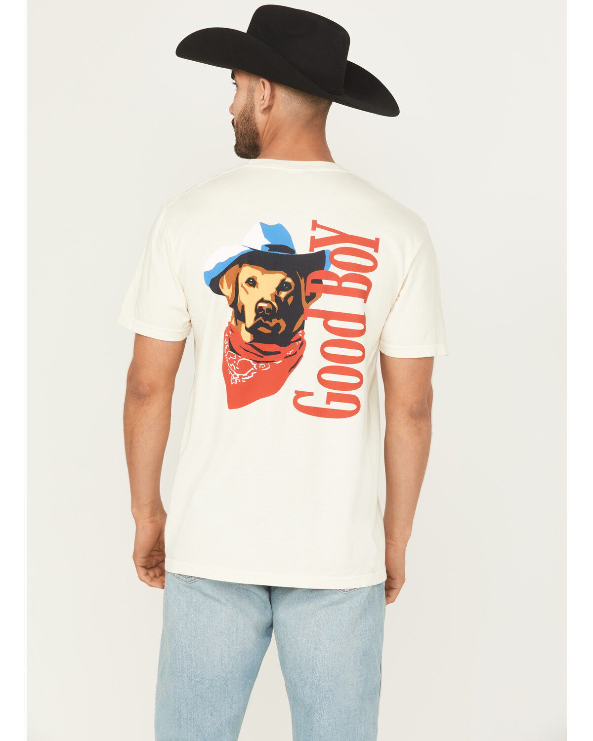 Image #1 - Buckwear Men's Good Boy Cowboy Short Sleeve Graphic T-Shirt, Ivory, hi-res
