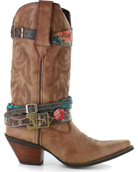 Durango Women's Crush Accessorized Western Fashion Boots - Snip Toe, Brown, hi-res