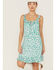 Image #4 - Molly Bracken Women's Floral Print Ruffle Trim Sleeveless Mini Dress, Blue, hi-res