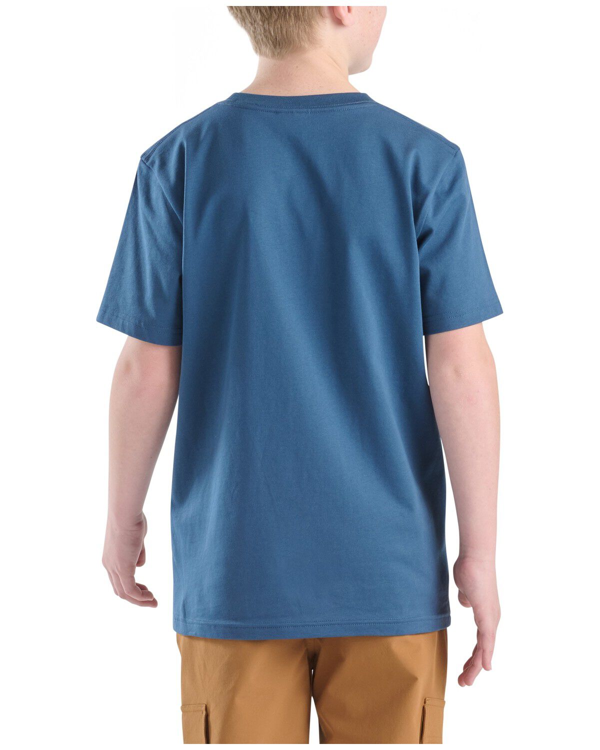 Image #3 - Carhartt Boys' Solid Short Sleeve Pocket T-Shirt, Navy, hi-res
