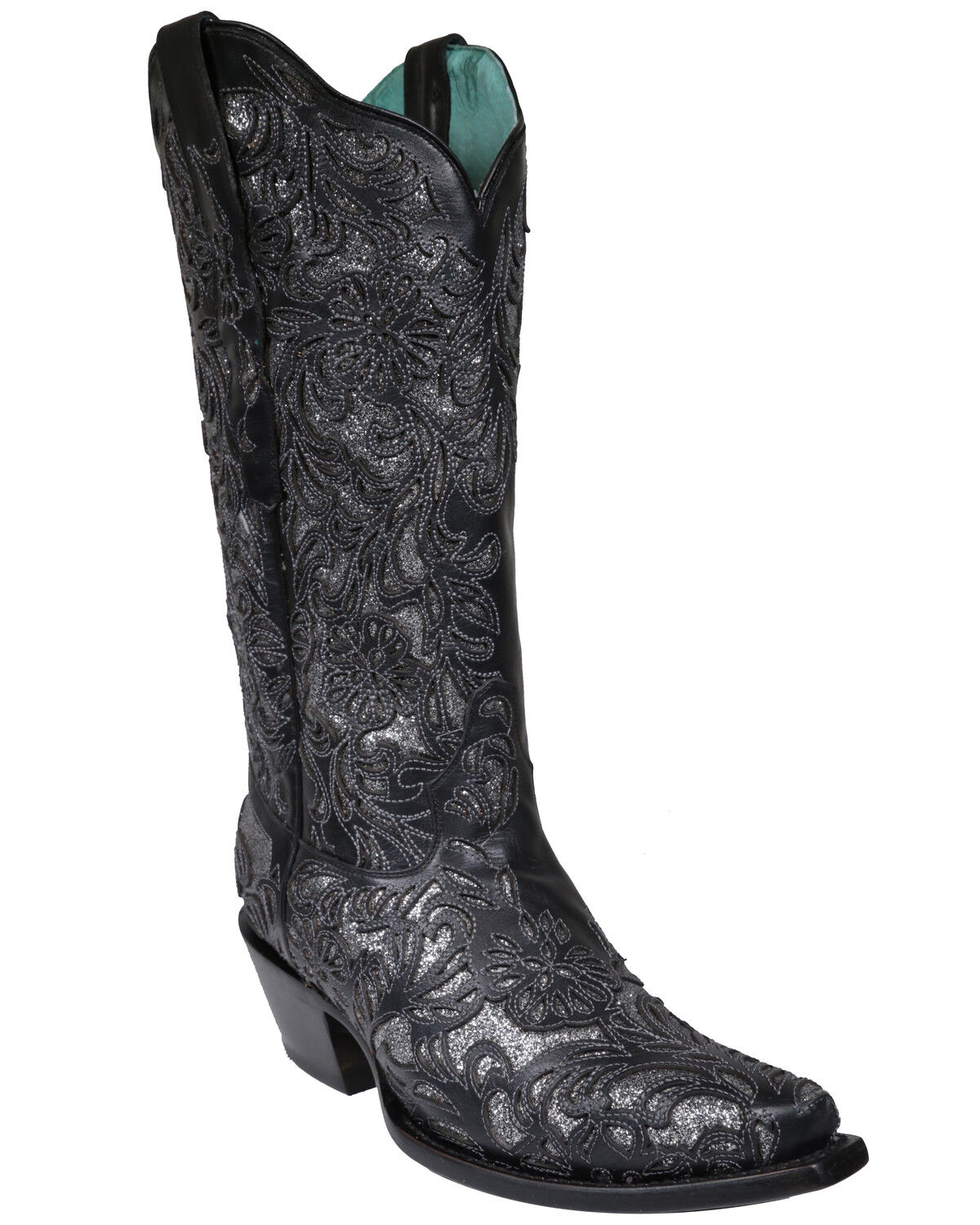 black glitter cowboy boots