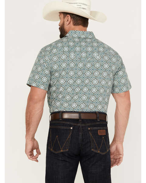 Image #4 - Gibson Men's Antonio Geo Print Short Sleeve Western Snap Shirt, Steel, hi-res