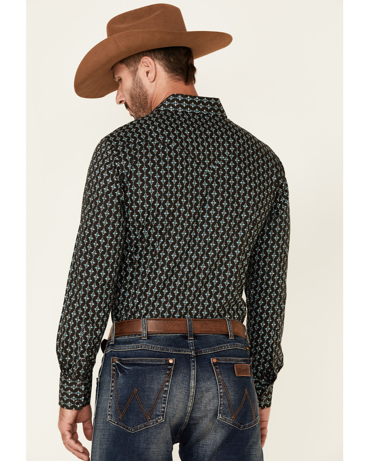 Image #4 - Rock & Roll Denim Men's Brown Southwestern Geo Print Long Sleeve Snap Western Shirt, Brown, hi-res