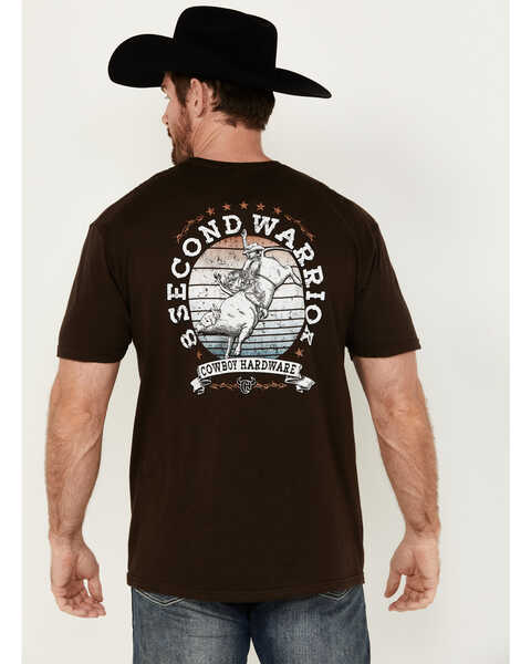 Cowboy Hardware Men's 8 Second Warrior Short Sleeve Graphic T-Shirt , Chocolate, hi-res