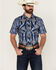 Image #1 - Rock & Roll Denim Men's Southwestern Print Short Sleeve Snap Stretch Western Shirt, Blue, hi-res