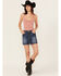 Image #3 - Miss Me Women's Dark Wash Embroidered Pocket Stretch Denim Mini Skirt, Dark Wash, hi-res
