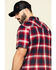 Hawx Men's Bullhead Indigo Plaid Short Sleeve Work Shirt , Black Cherry, hi-res