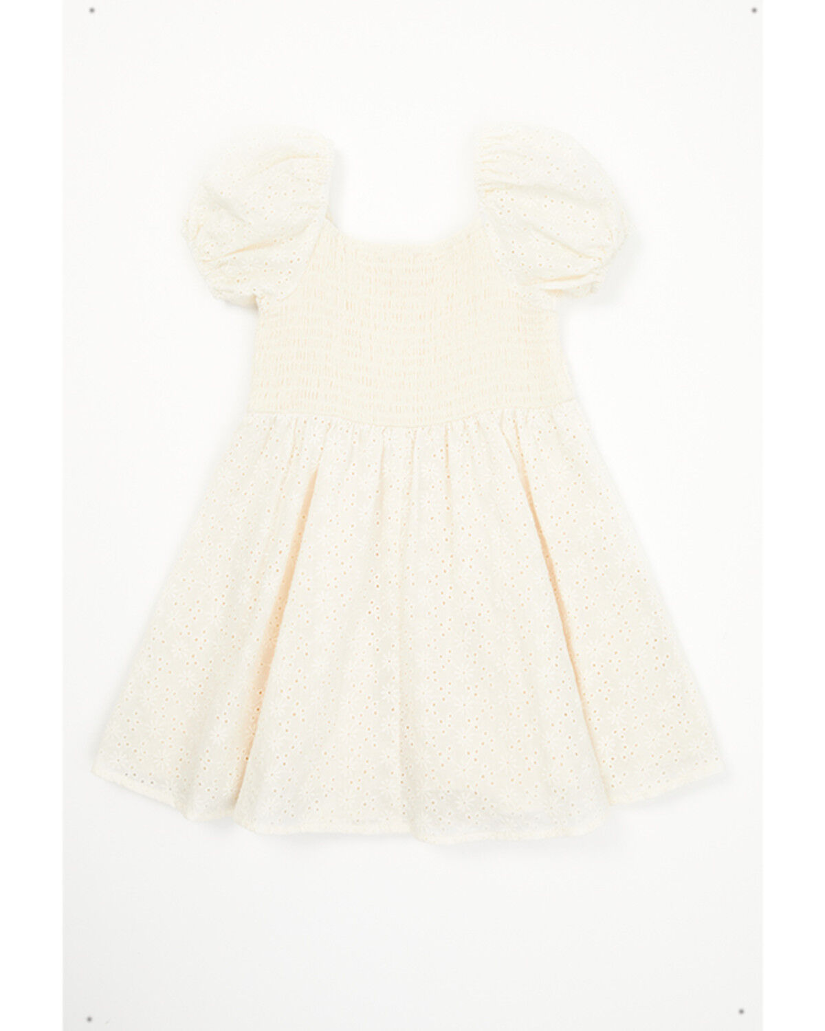 Image #1 - Yura Toddler Girls' Puff Eyelet Sleeve Dress, Cream, hi-res