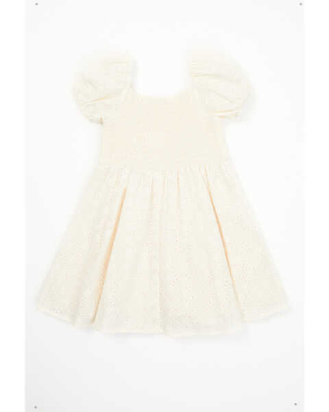 Image #1 - Yura Toddler Girls' Puff Eyelet Sleeve Dress, Cream, hi-res