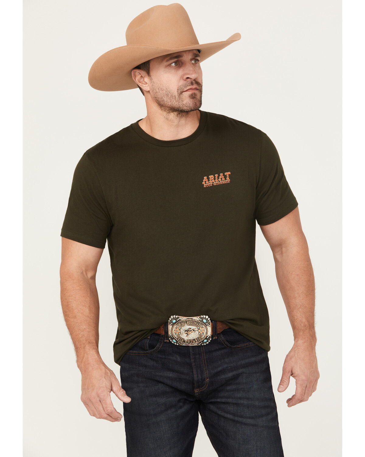 Image #2 - Ariat Men's Armadillo on a Half Shell Short Sleeve Graphic T-Shirt, Dark Green, hi-res