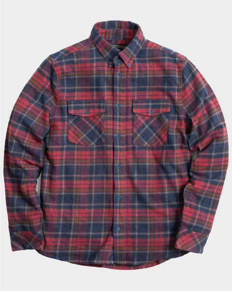 Image #1 - United By Blue Men's Brownstone Responsible Striped Long Sleeve Western Flannel Shirt , Red, hi-res