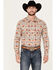 Image #1 - Rock & Roll Denim Men's Southwestern Print Stretch Long Sleeve Snap Western Shirt, Orange, hi-res