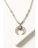 Image #1 - Shyanne Women's Silver Squash Blossom Coral Pendant Long Necklace, Cognac, hi-res