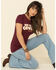 Image #3 - Ranch Dress'n Women's Keep Walkin Cowboy Graphic Tee , Wine, hi-res