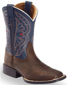 Ariat Boys' Royal Blue Quickdraw Cowboy Boots - Square Toe, Brown, hi-res