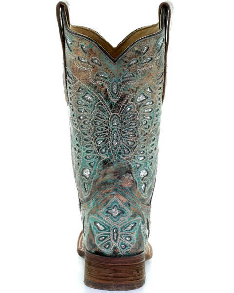 Image #5 - Corral Women's Metallic Bronze Glitter Butterfly Western Boots - Square Toe, Bronze, hi-res
