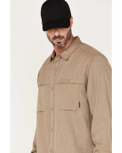 Image #2 - Hawx Men's FR Vented Solid Long Sleeve Button-Down Work Shirt , Taupe, hi-res
