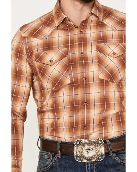 Image #3 - Pendleton Men's Frontier Plaid Print Long Sleeve Western Snap Shirt, Rust Copper, hi-res