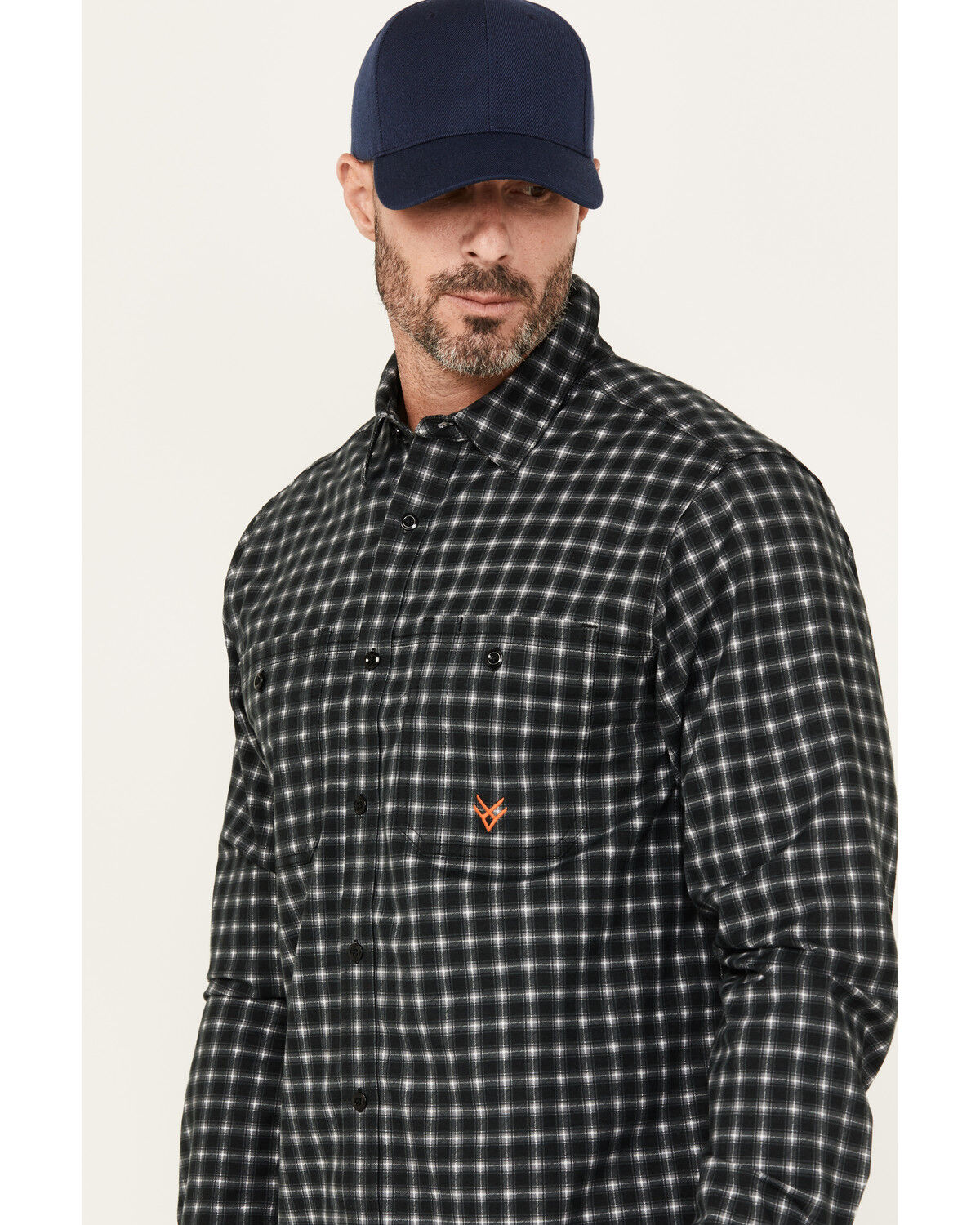 Image #2 - Hawx Men's FR Plaid Print Long Sleeve Button-Down Western Work Shirt, Black, hi-res