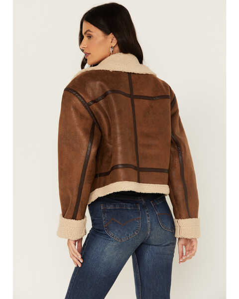 Image #4 - Cleo + Wolf Women's Faux Shearling Jacket, Brown, hi-res