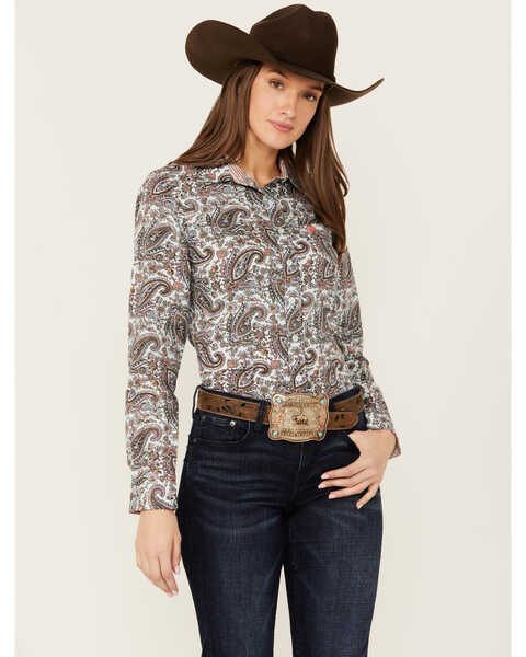 Image #1 - Cinch Women's Paisley Print Long Sleeve Button-Down Western Core Shirt , Multi, hi-res